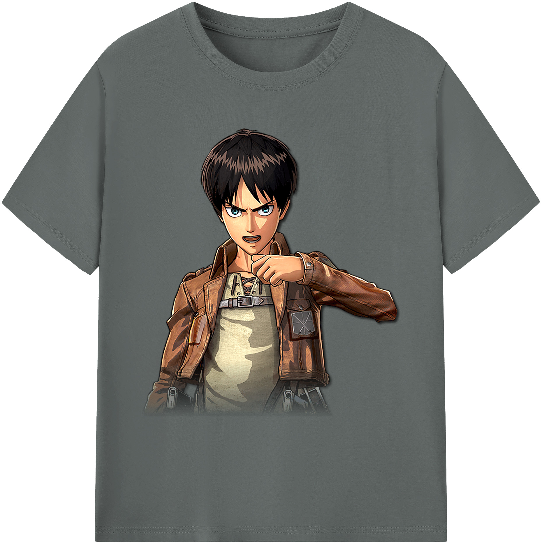 （画像用） 進撃の巨人 エレン･イェーガー Attack on Titan Eren Jäger 綿100％ メンズ半袖Tシャツ｜肌触りやわらか＆通気性